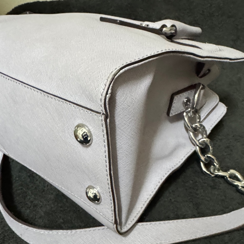 Michael Kors Lavender Saffiano Satchel with Silver MK Padlock - Picture 8 of 16